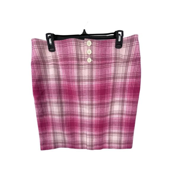 RARE Tommy Hilfiger Pink Tartan Plaid Wool Pleated Skirt Size 10 - Picture 2 of 14